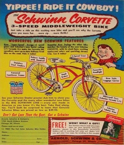 1955 Schwinn Corvette – Comic Book Advertisement – Dave's Vintage Bicycles